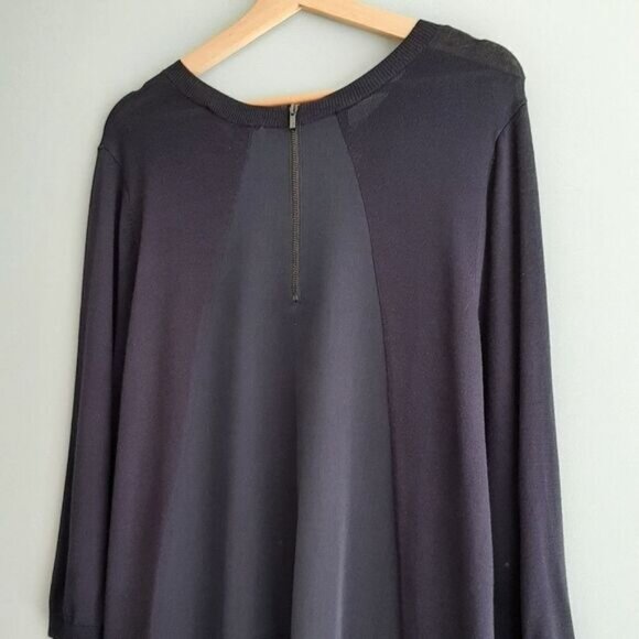 WILLOW & THREAD Mixed Media Midi Shirt Dress Tonal Navy Sz 2X Flawed - Picture 11 of 15